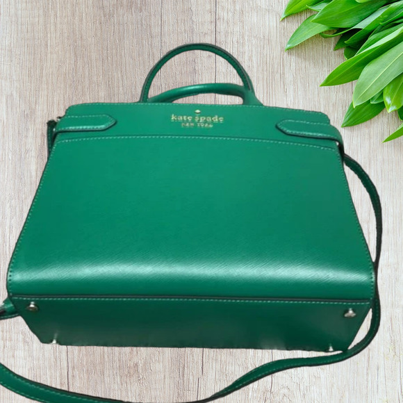 Kate Spade Staci Medium Satchel Saffiano Leather Green Bean - Picture 5 of 8